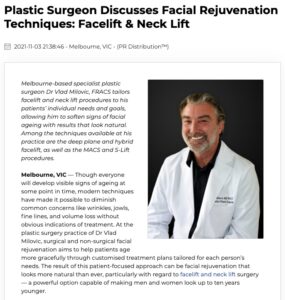 Melbourne Plastic Surgeon Offers Facelift Using Deep Plane, Hybrid, MACS, and S-Lift Techniques